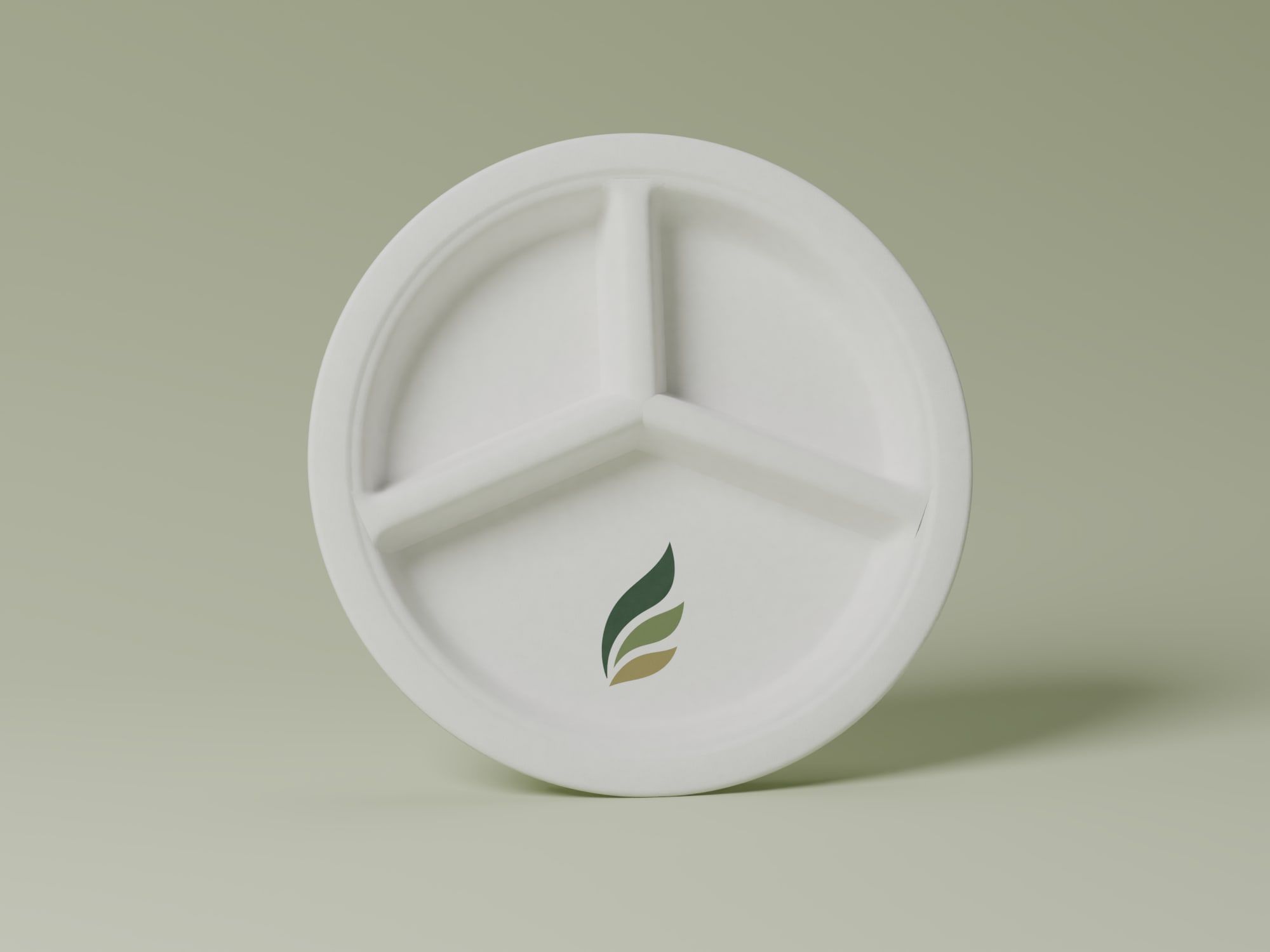 10" 3-Compartment Round Plate, front view
