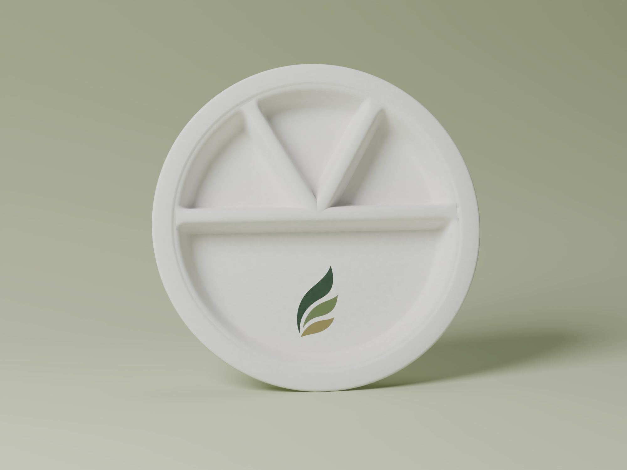 12" 4-Compartment Round Plate, front view