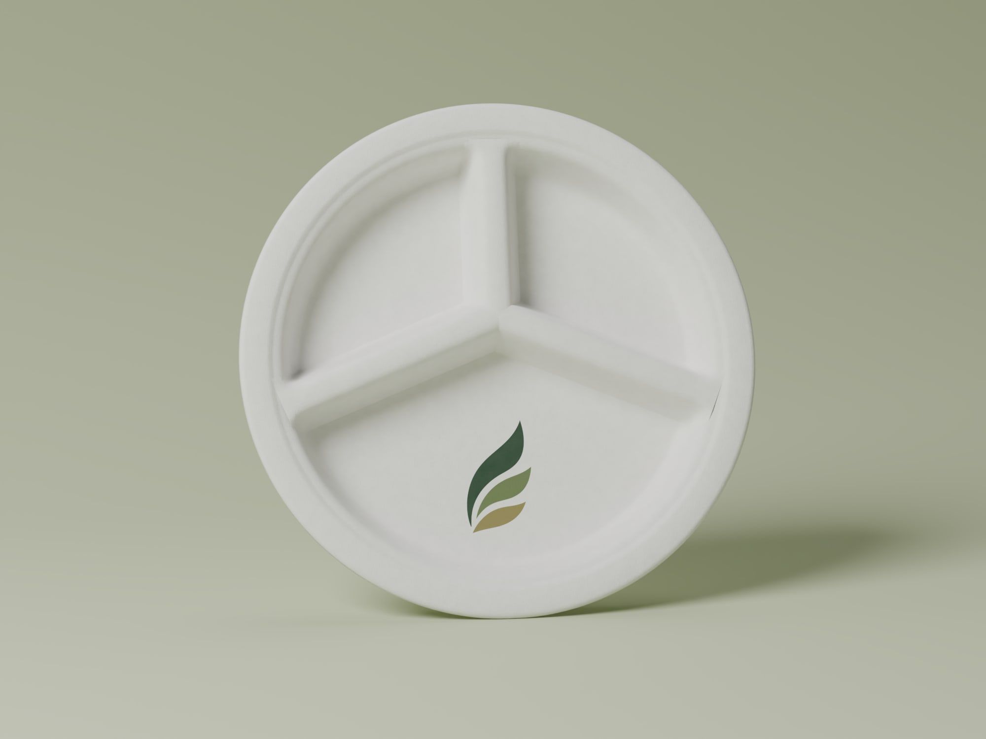 9" 3-Compartment Round Plate, front view