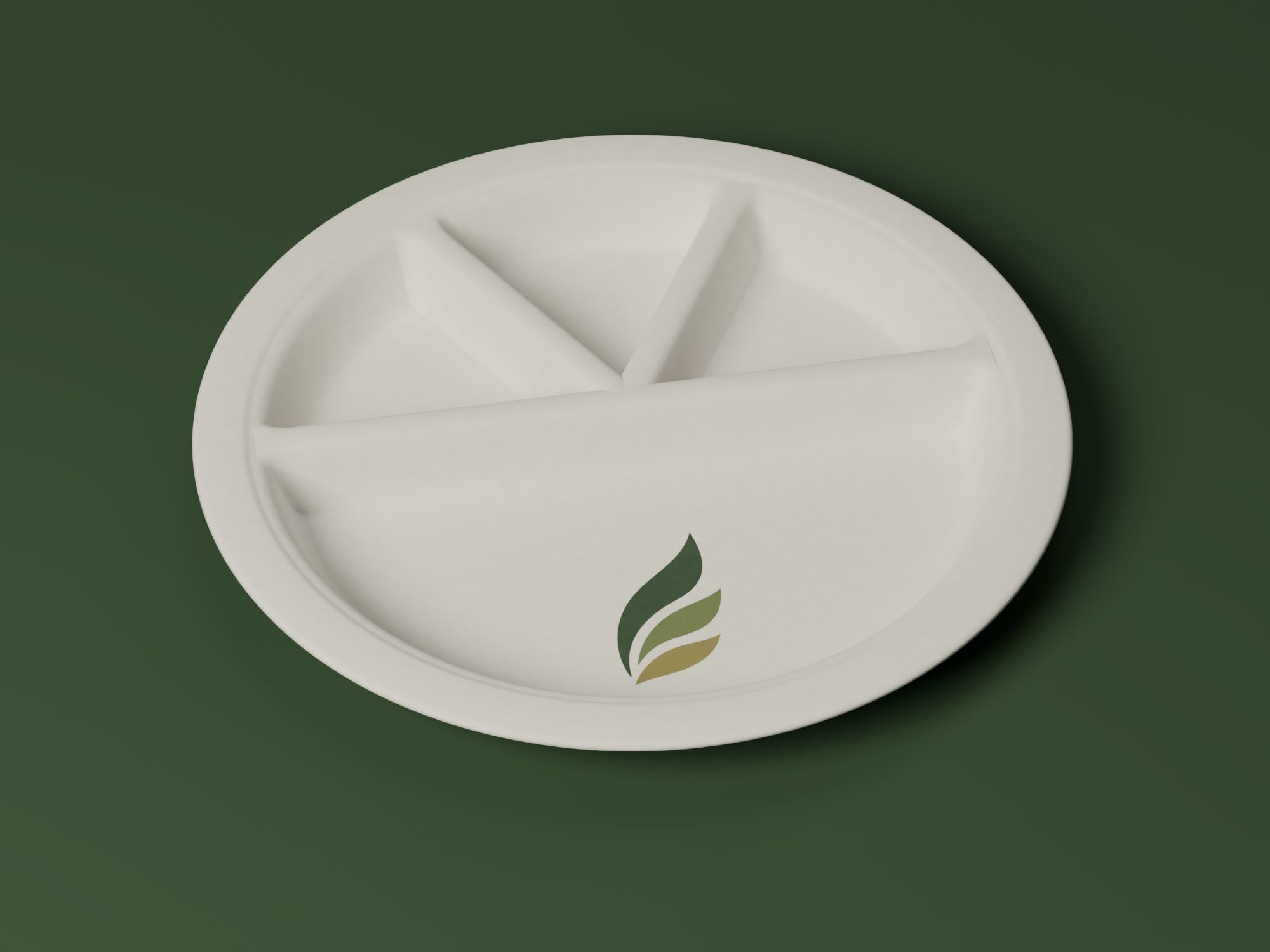 12" 4-Compartment Round Plate, angled view