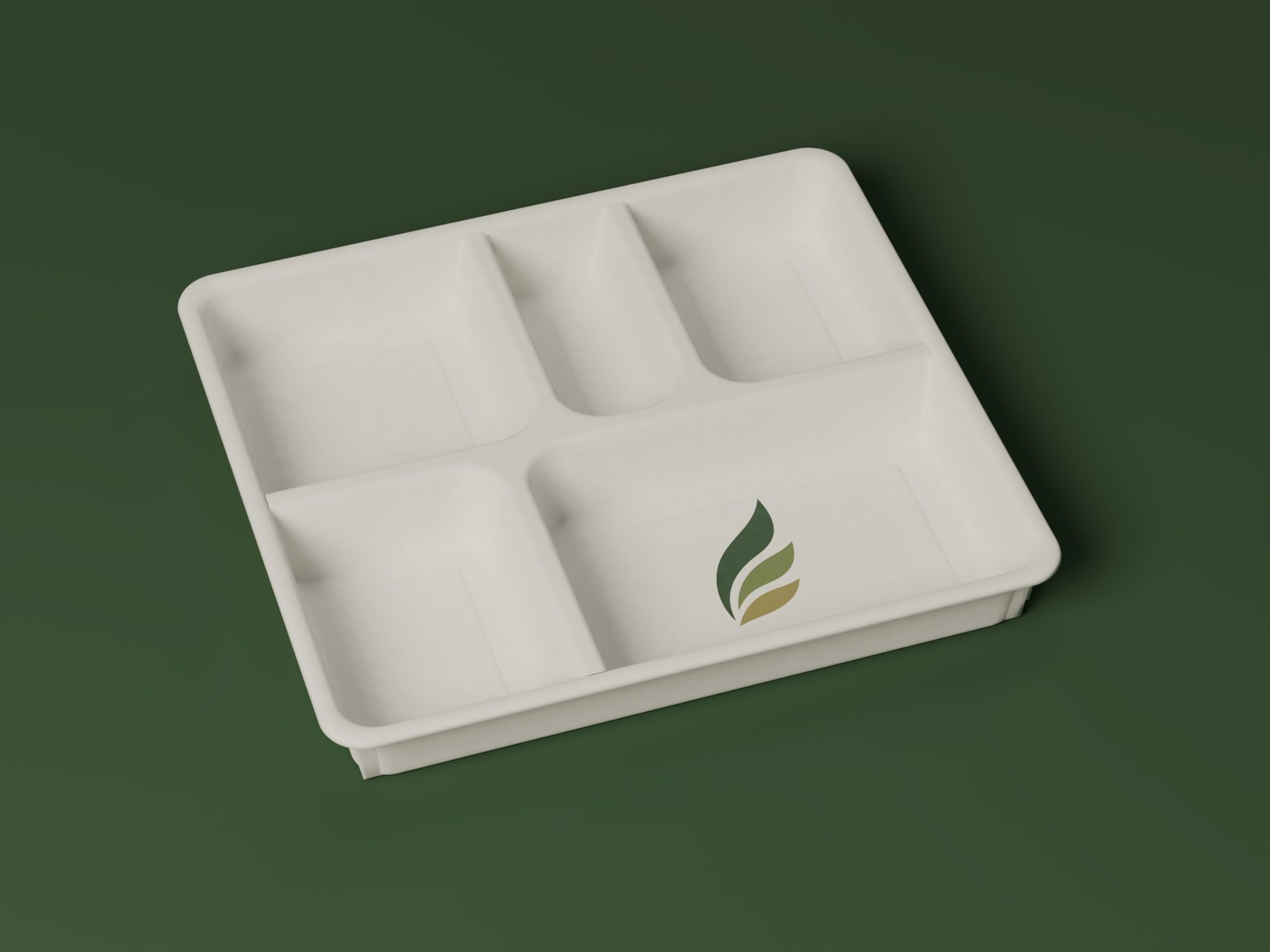 5-Compartment Deep Meal Tray, angled view