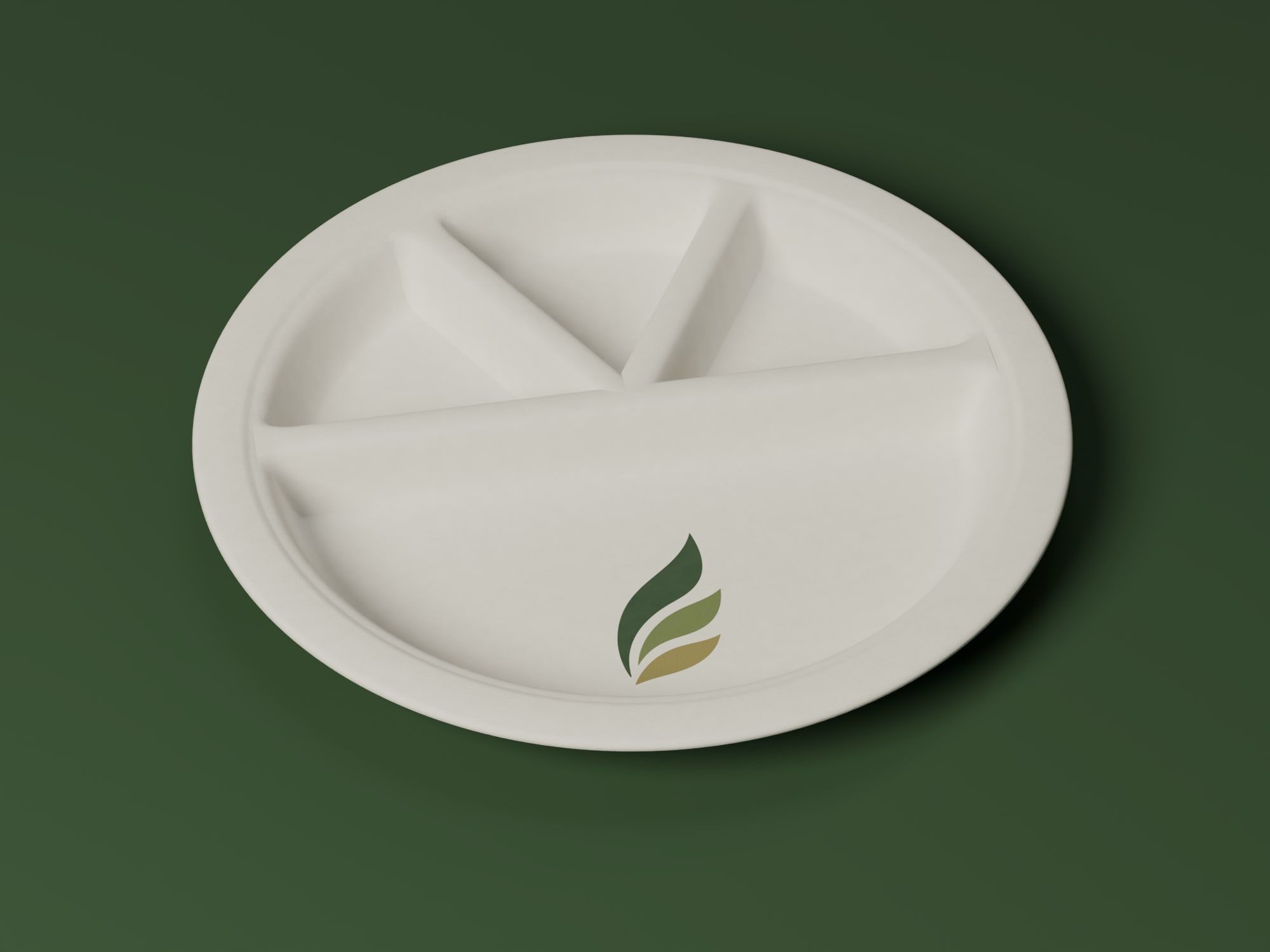 11" 4-Compartment Round Plate, angled view