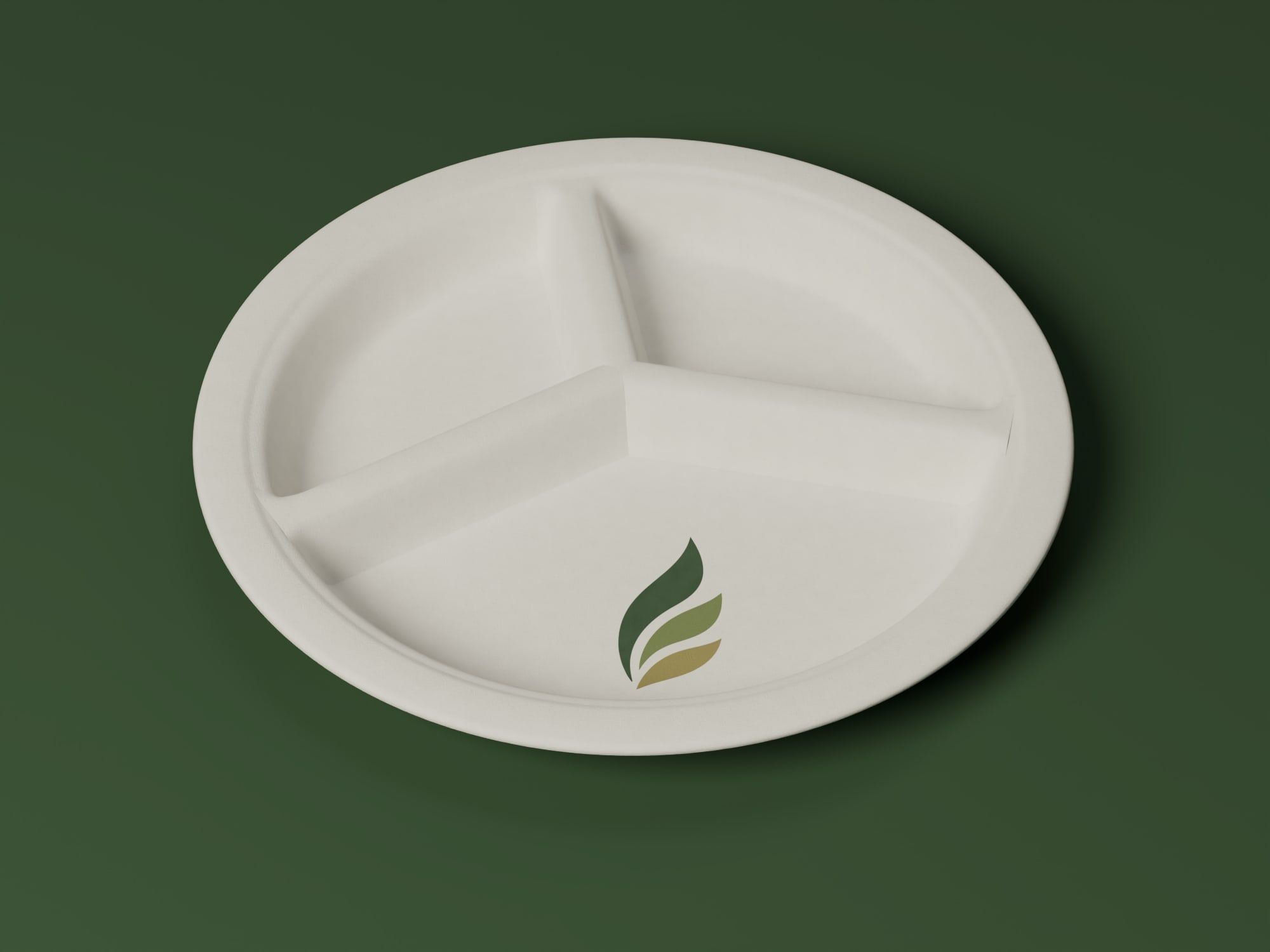10" 3-Compartment Round Plate, angled view