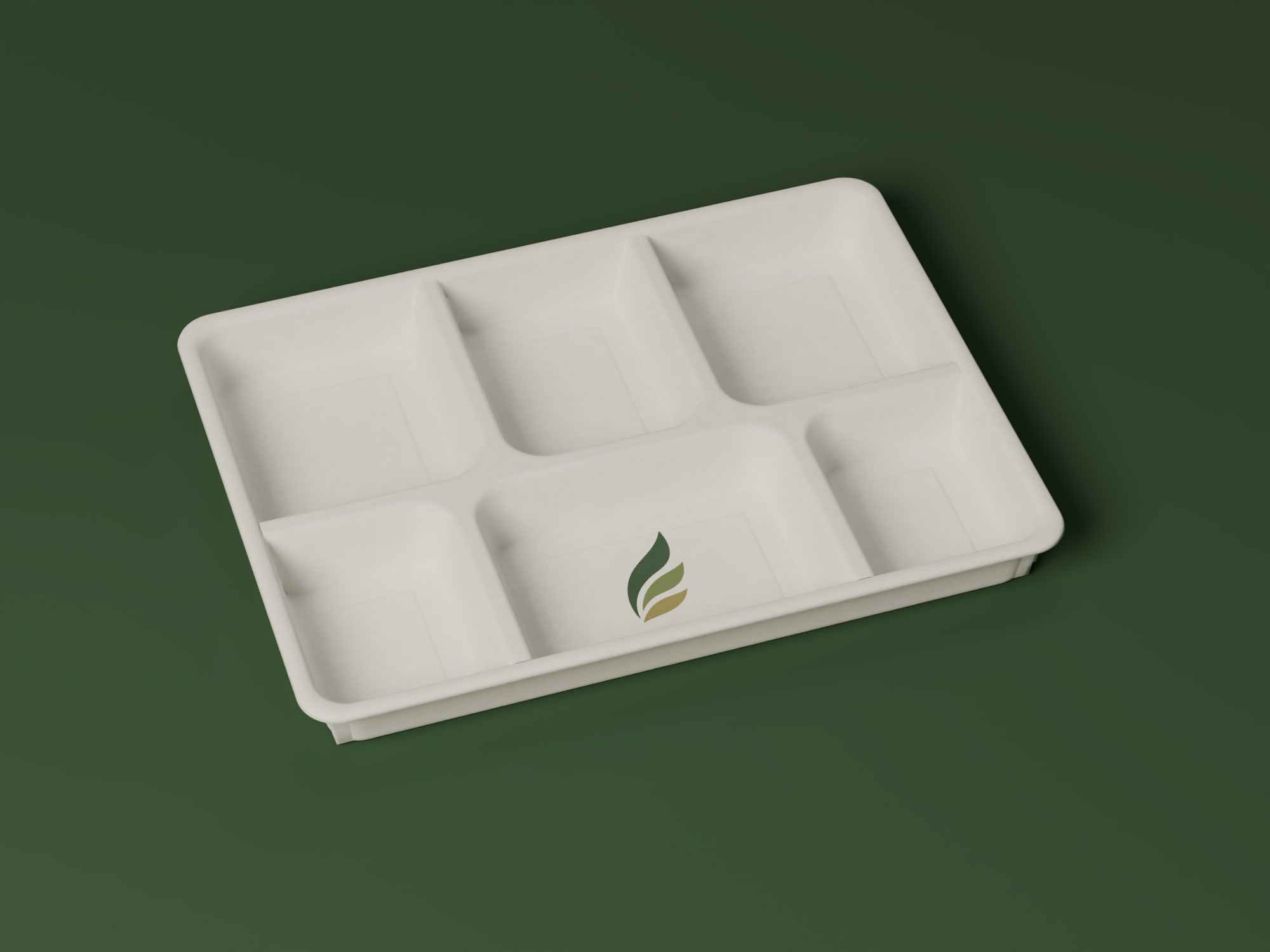 6-Compartment Meal Tray, angled view