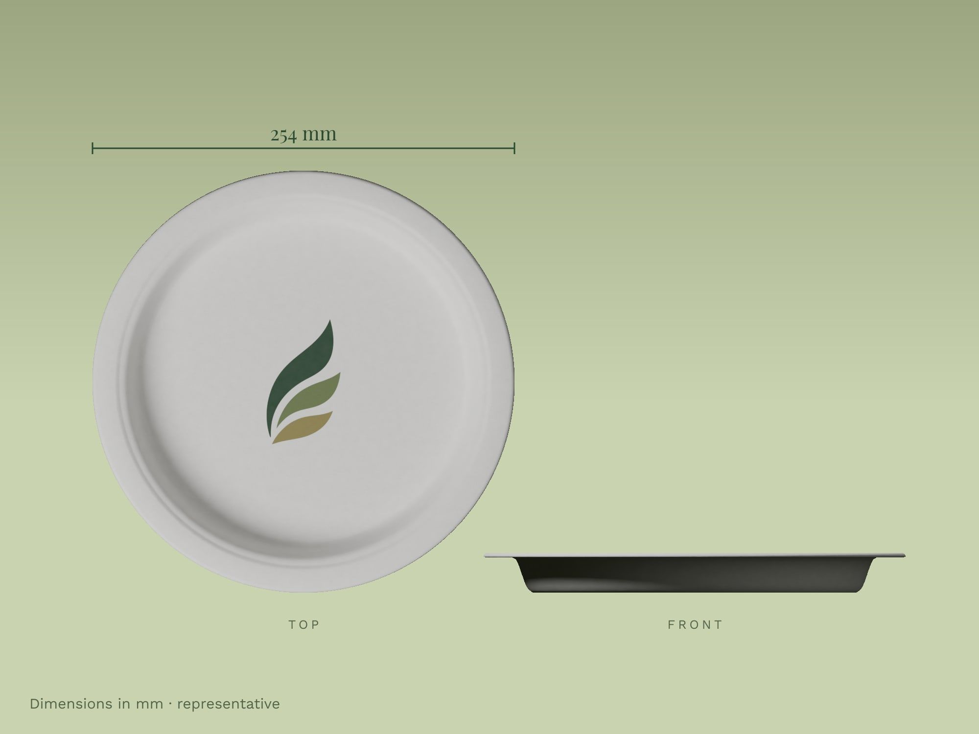 10" Round Plain Plate, dimensions in mm