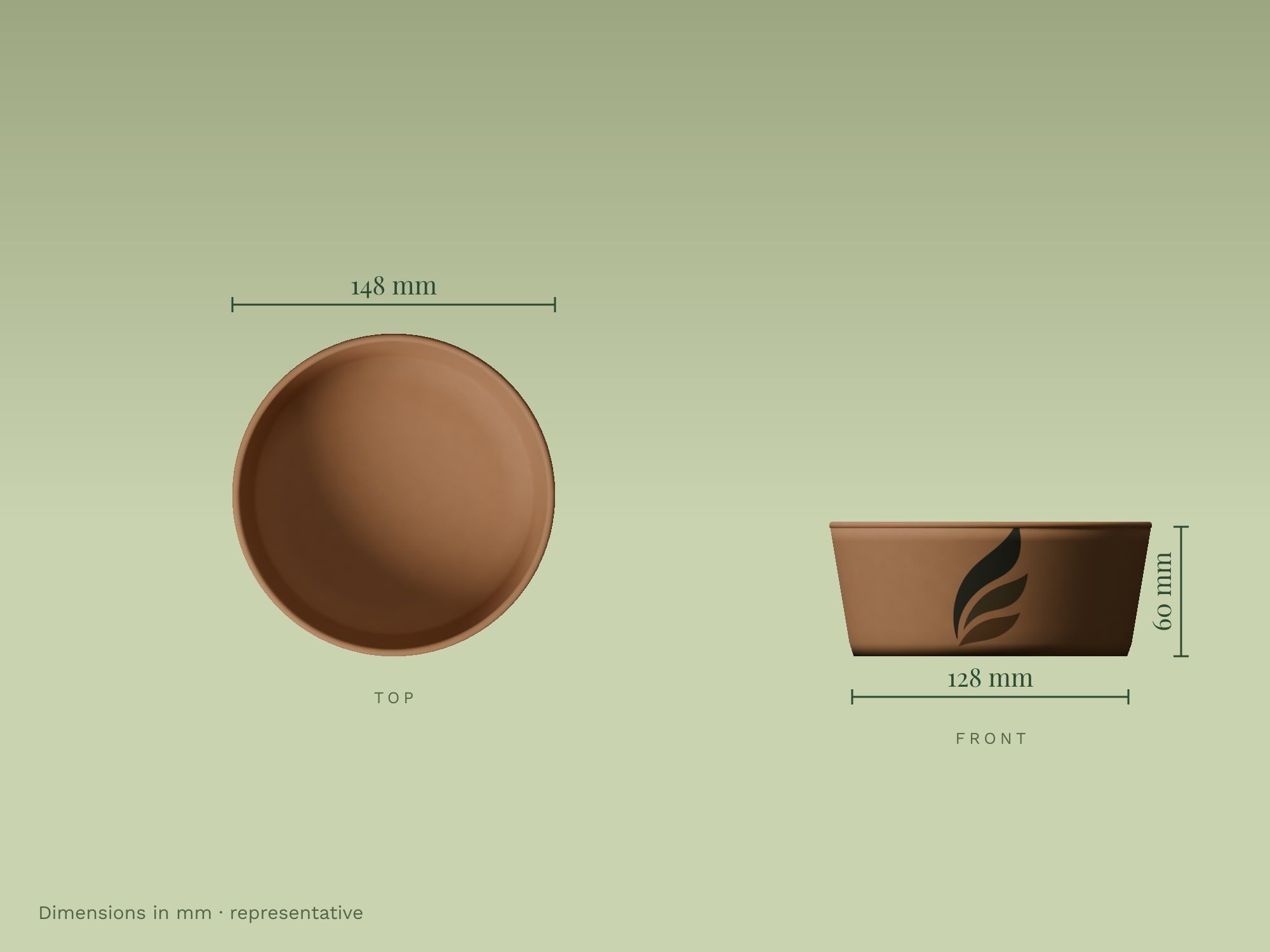 Salad Bowls, dimensions in mm