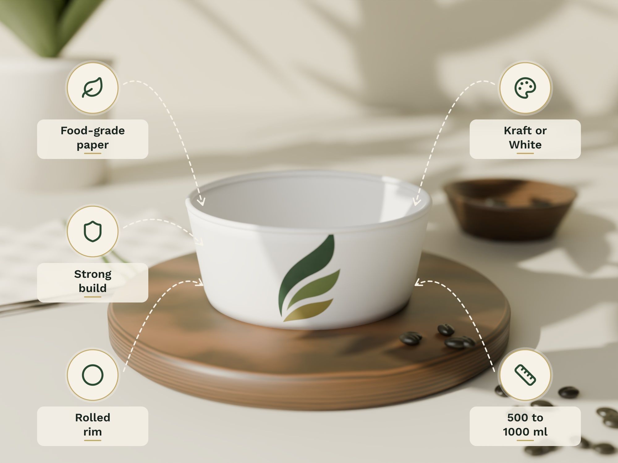 Salad Bowls, White, key features