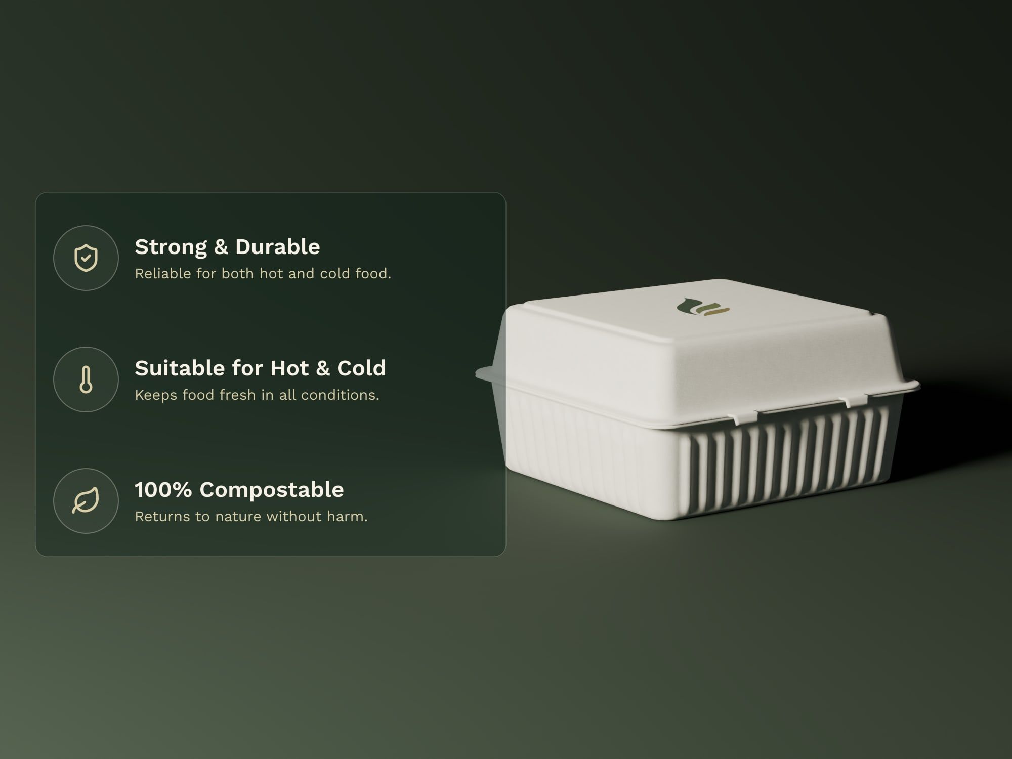 8×8 3-Compartment Clamshell, key features
