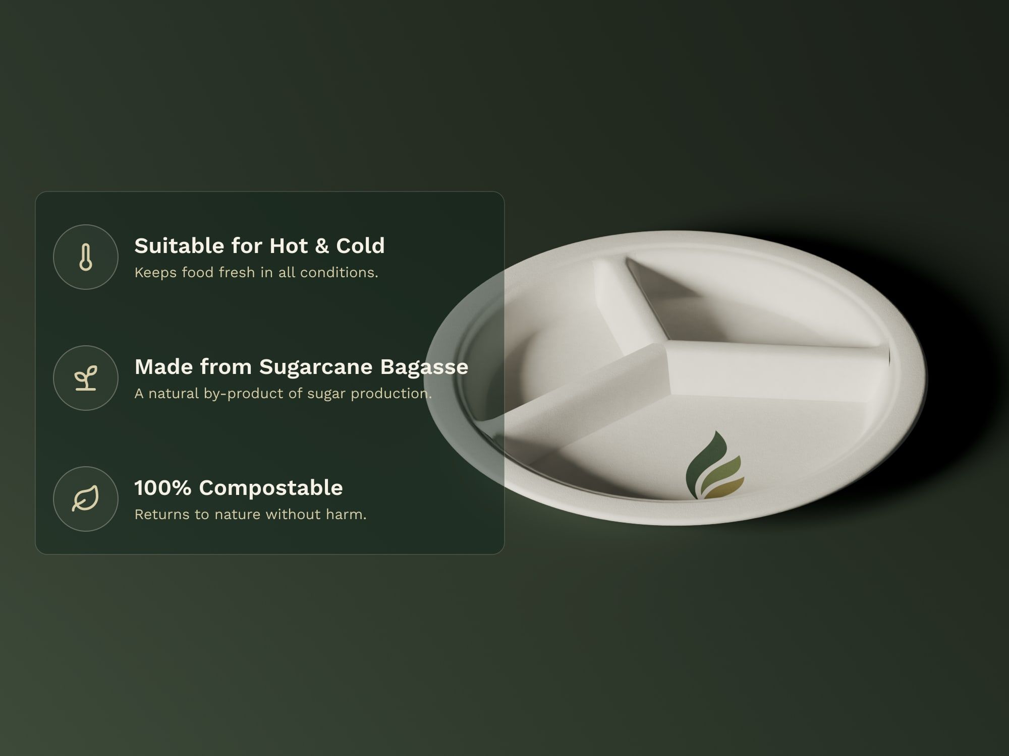 10" 3-Compartment Round Plate, key features
