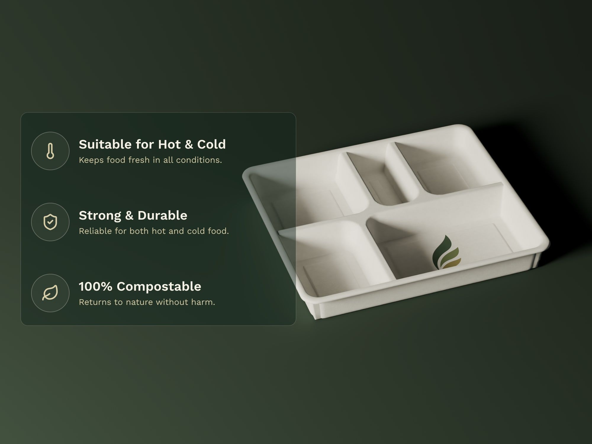 5-Compartment Deep Meal Tray, key features
