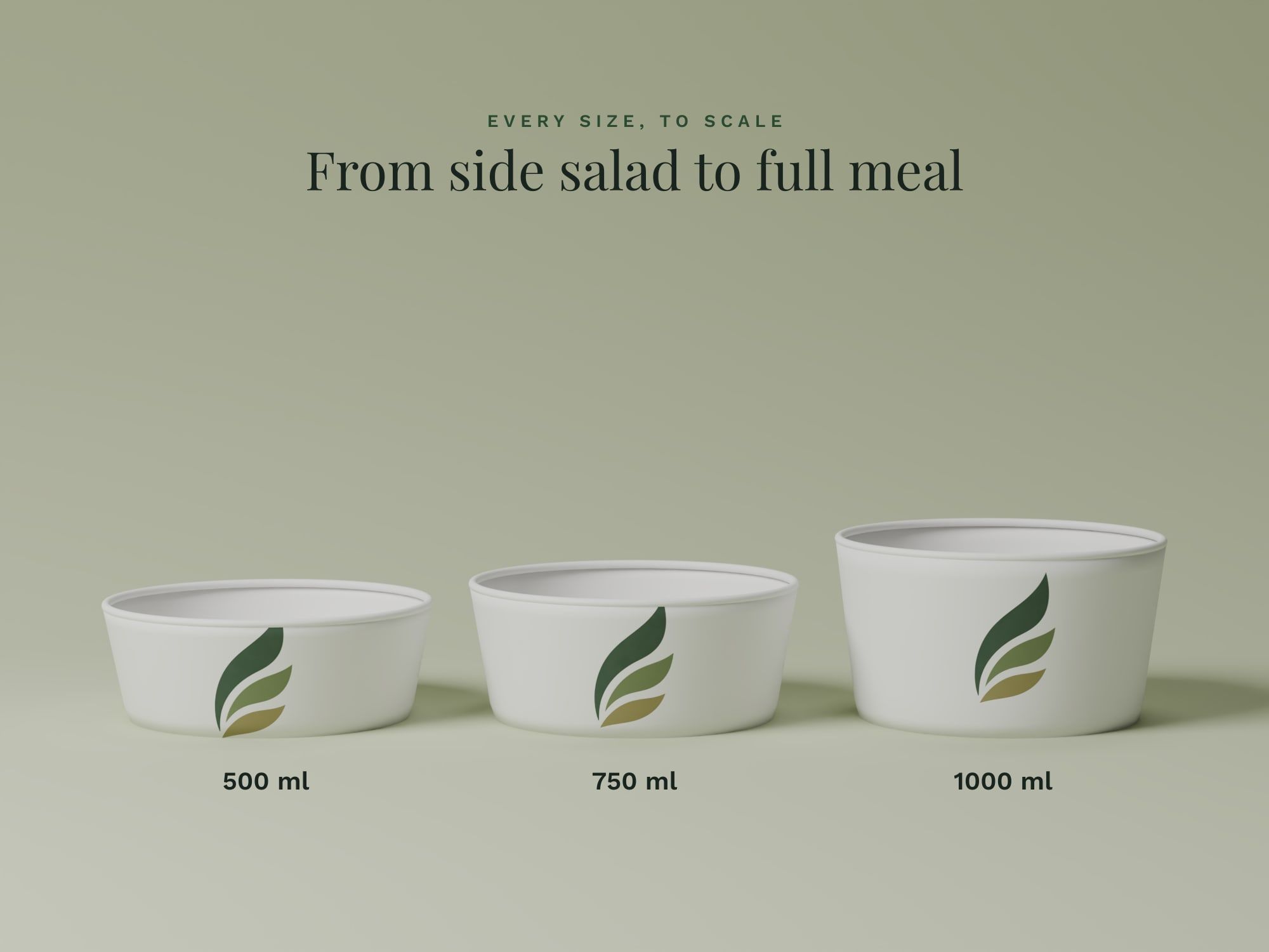 Salad Bowls, White, sizes
