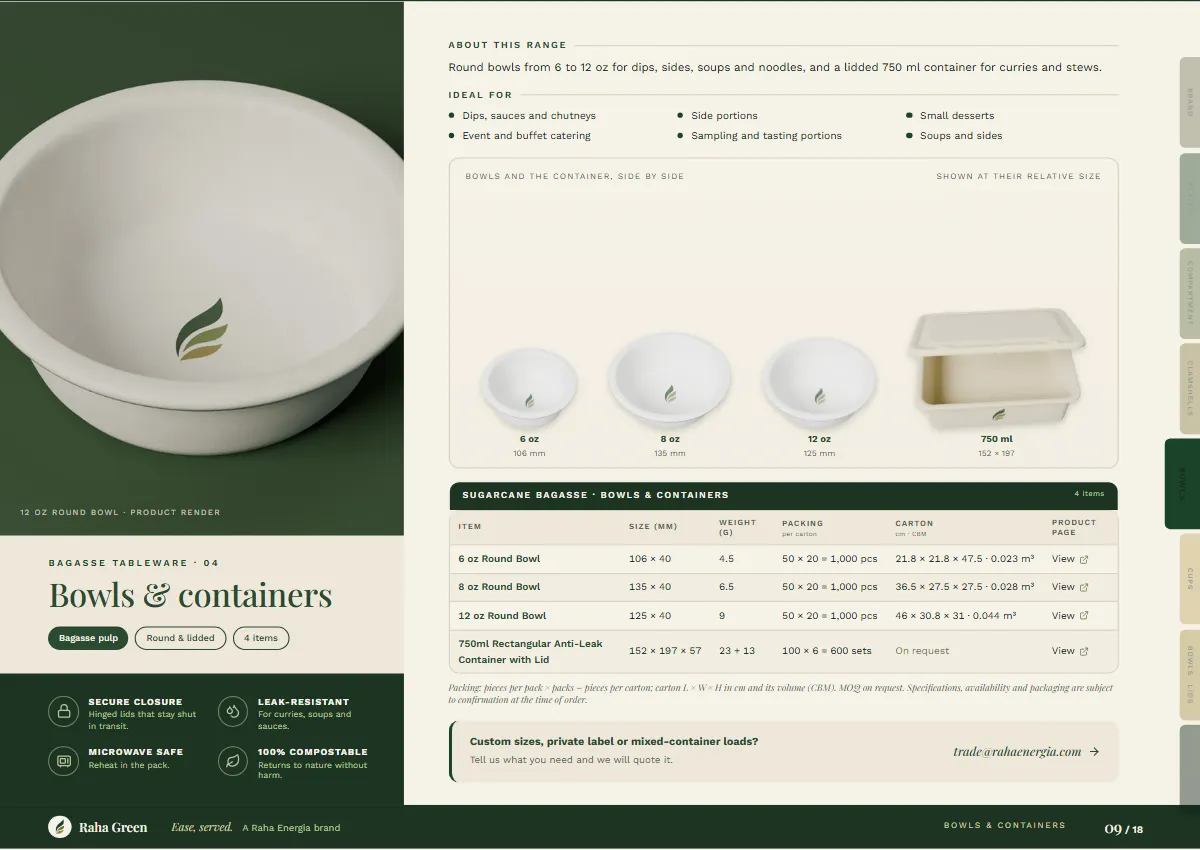 Brochure page 9 of 18: Bowls & containers